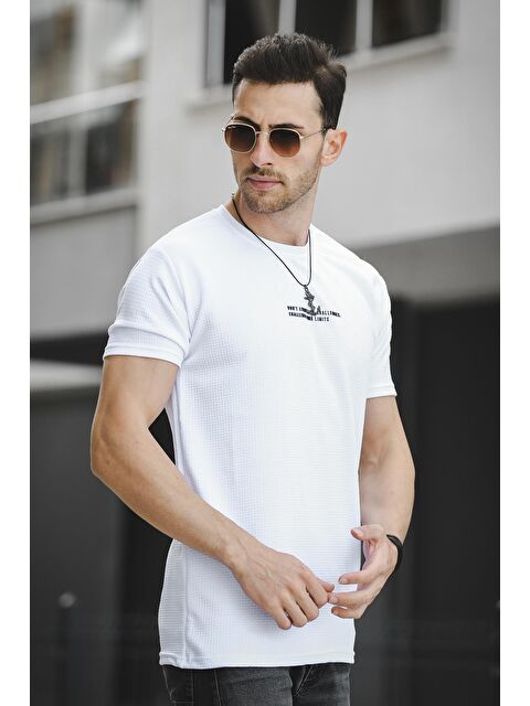 Oksit Ft Dont Limit Baskılı Waffle Bisiklet Yaka Elastanlı Slim Fit Erkek Tişört - S000280150-20063