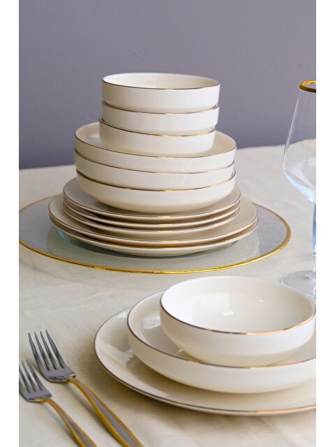 TABAK EVİ Sofia Altın Yaldız Porselen Yemek Takımı 24 Parça 6 Kişilik - S000364441-37222