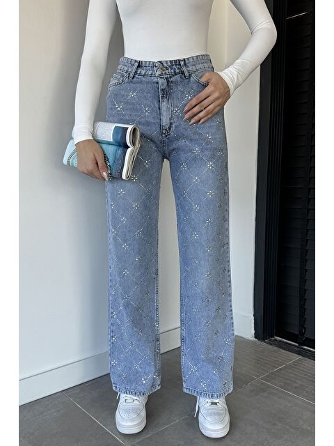 Gülseli Taş Detaylı Kadın Jean Jean Pantolon - S000469781-3642