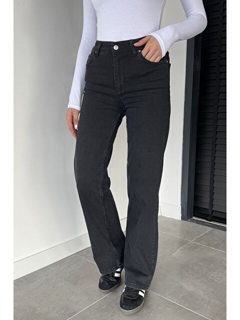 Gülseli Kadın Yüksek Bel Elastanlı Palazzo Jean Jean Pantolon - S000469782-33408