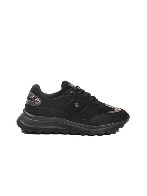 Ayakmod Siyah Bağcıklı Hafif Esnek Kadın Spor Ayakkabı Roni G - S000442465-19351