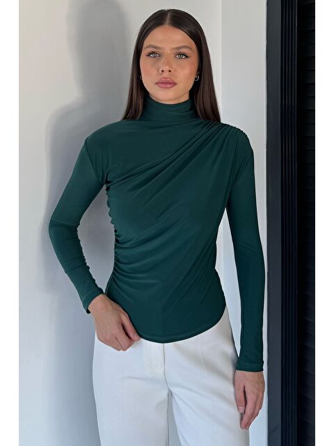 Gülseli Omuz Ve Bel Drapeli Uzun Kol Bluz - S000294110-18709