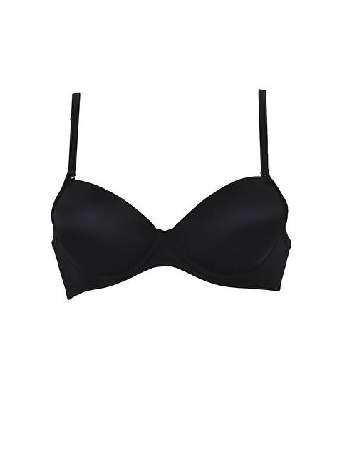 Kompedan Mikro Kaplı Kulaksız Destekli Silikonlu B Kap Sütyen | Siyah 7050 - S000242438-19351