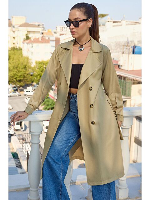 Bigdart 5853 Kruvaze Yaka Trençkot - A.Haki - S000085404-17354