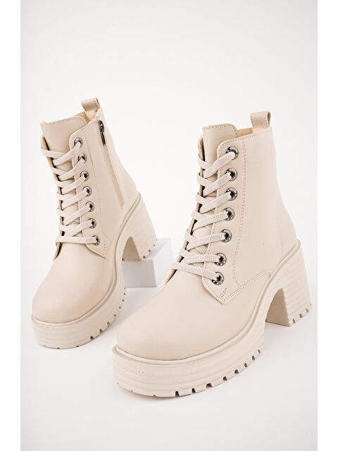 Muggo GRAZi Platform Topuklu Fermuarlı Bağcıklı Kadın Bot - S000119569-19928