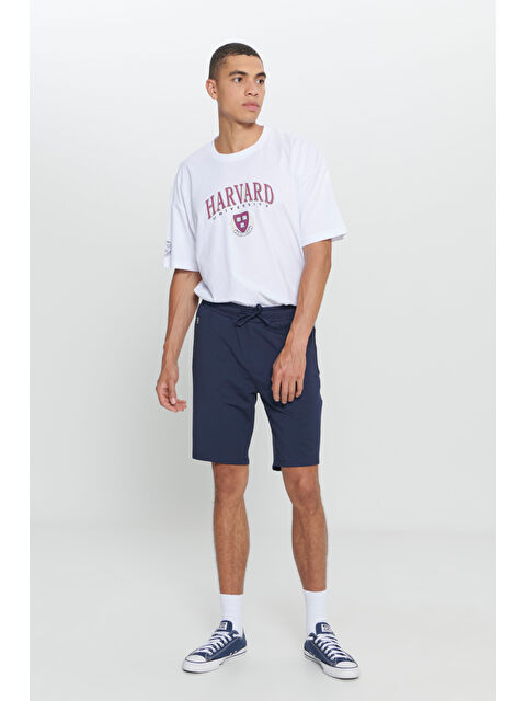 AC&Co / Altınyıldız Classics Erkek Lacivert Standart Fit Normal Kesim Pamuklu Cepli Esnek Örme Şort