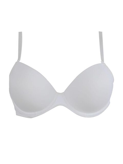 Kompedan Mikro Kaplı Kulaksız Destekli Silikonlu B Kap Sütyen | Beyaz 7050 - S000242438-20063