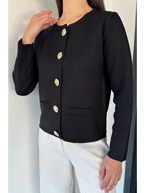 Gülseli Kadın Düğme Detaylı Triko Ceket - S000469797-19351