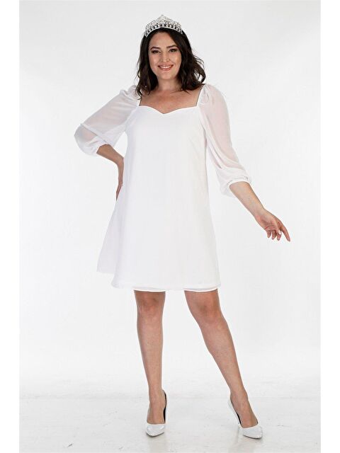 Mylinemoda Astarlı Şifon Prenses Kol Elbise - S000242482-20063