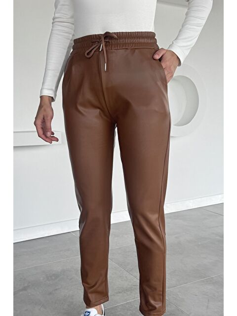 Gülseli Kadın Bel Lastikli Suni Deri Pantolon - S000469803-14955