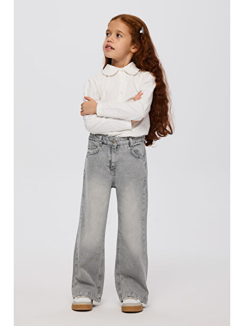 Panço Kız Çocuk Gri Jean Pantolon - S000514299-20600