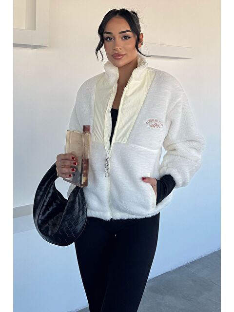 Gülseli Kadın Renk Garnili Astarlı Pelüş Mont - S000469811-19966