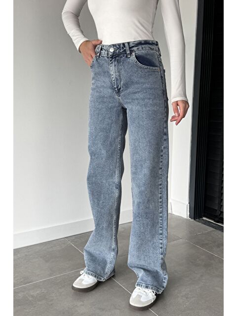 Gülseli Kadın Yüksek Bel Palazzo Jean Jean Pantolon - S000469813-17437