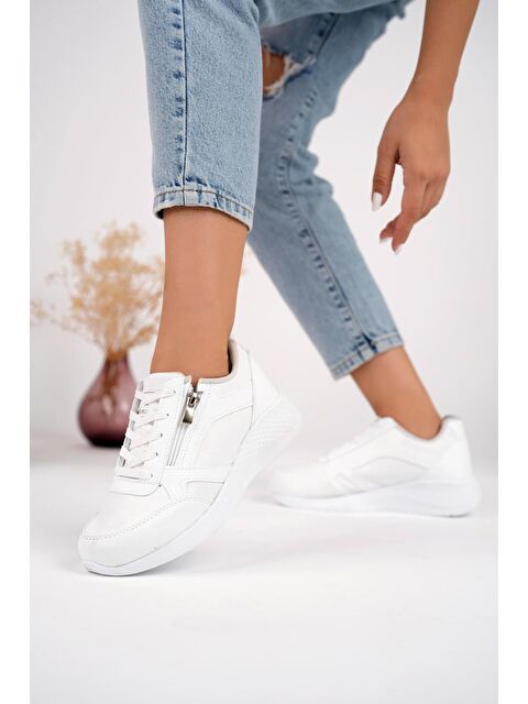 Muggo Asel Kadın Ortopedik Günlük Bağcıklı Yandan Fermuarlı Rahat Sneaker Spor Ayakkabı - S000048810-20063