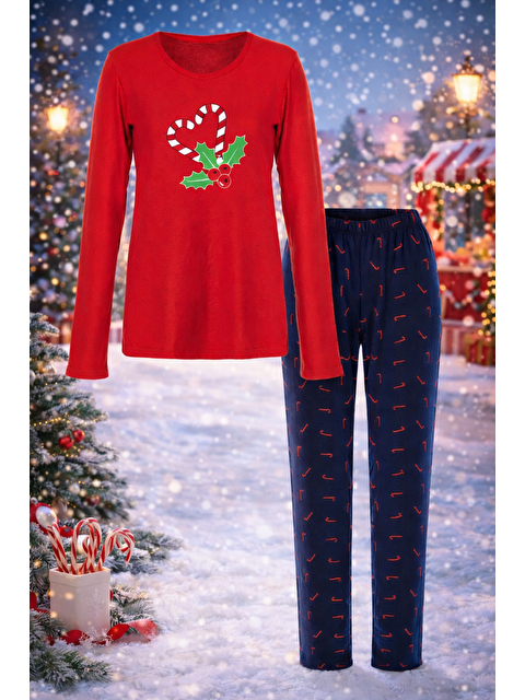 Koza İç Giyim Yılbaşı Temalı Kadın Yumuşak Dokulu Pijama Takımı - S000326362-37329
