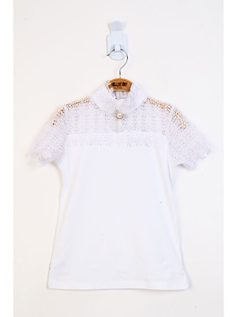 Toontoykids Kız Çocuk Güpür Detaylı Tişört - S000364439-20063