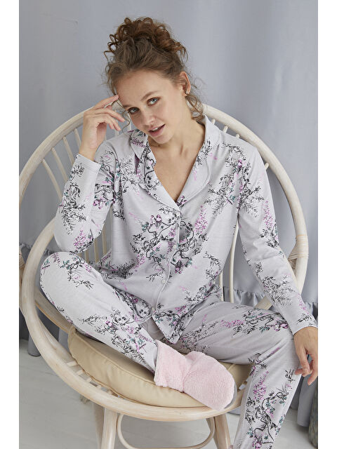 Elitol Pamuklu Düğmeli Pijama Takımı 451-13 - S000358752-17308