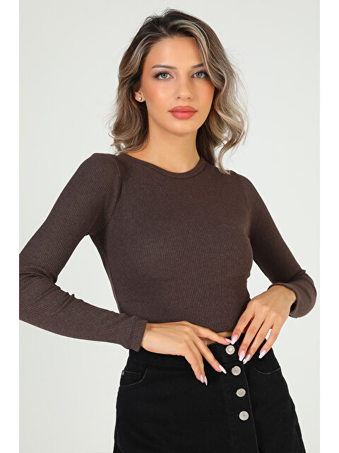 Gülseli Kadın Bisiklet Yaka Kaşkorse Crop Body Bluz - S000300454-19413