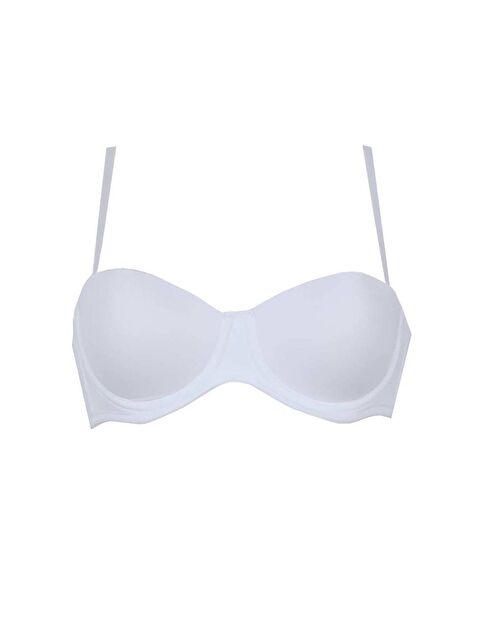 Kompedan Micro Kaplı Silikonlu Destekli Straplez Sütyen Beyaz | 7030 - S000242462-20063