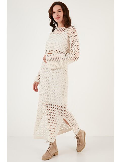 Lela Astarlı Ajurlu Yırtmaçlı Örgü Etek 6071577 - S000091568-19965