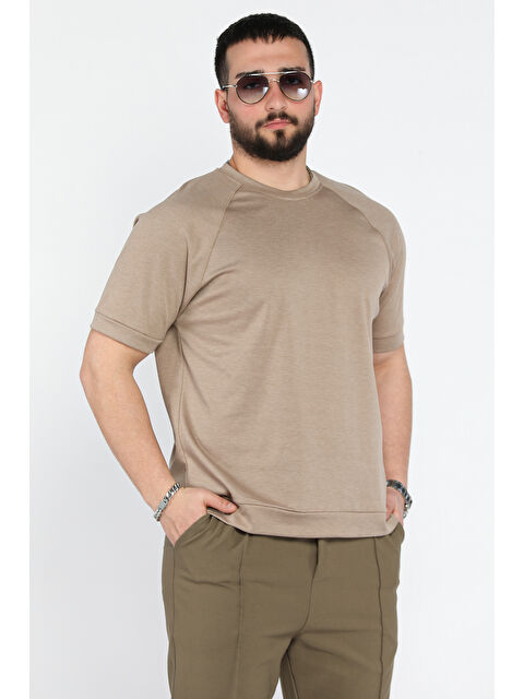 Mishar İtalia Erkek Bisiklet Yaka Kendinden Desenli Amblem Detaylı Tişört - S000361413-26429