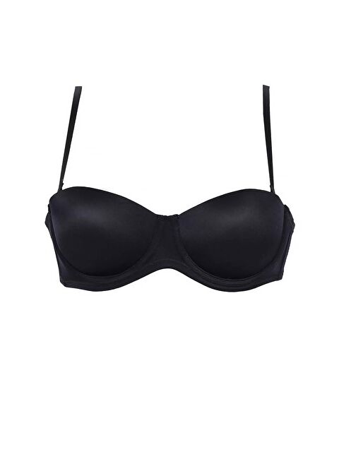 Kompedan Micro Kaplı Silikonlu Destekli Straplez Sütyen Siyah | 7030 - S000242462-19351