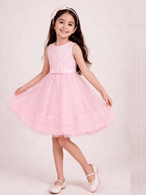 Luggi Baby Tül Etekli Kız Çocuk Abiye Elbise ve Tacı