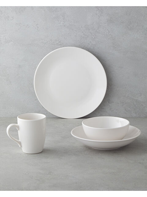 Hecha Seramik Yemek Takımı 4 Parça Tek Kişilik Krem - S000437296-19966