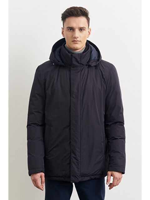 AC&Co / Altınyıldız Classics Erkek Lacivert Standart Fit Normal Kesim Yaka İçi Kürklü Kışlık Mont - S000394645-21164