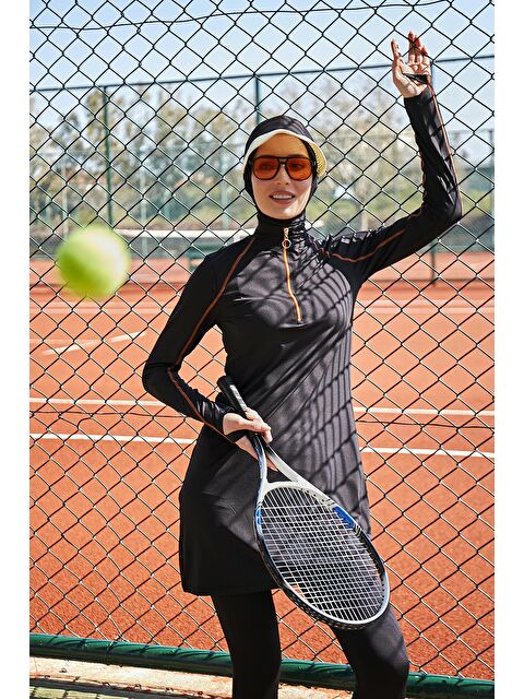 Remsa Mayo Likralı Tam Kapalı Yüzücü Mayo R043 Turuncu Siyah - S000080926-19351