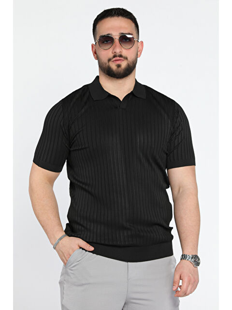 Mishar İtalia Erkek Polo Yaka Kendinden Çizgi Desenli Triko Tişört - S000361345-19351