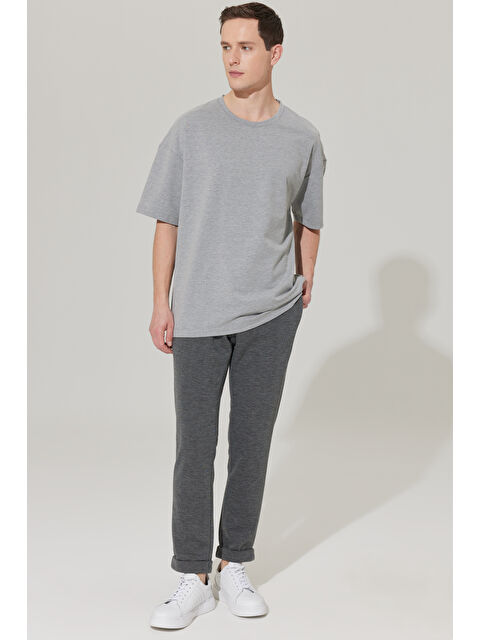 AC&Co / Altınyıldız Classics Erkek Antrasit Slim Fit Dar Kesim Kuşgözü Desenli Beli Bağlamalı Pantolon - S000394647-29666