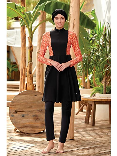 Adasea Likralı Tam Kapalı Tesettür Mayo Farah 4426 Siyah - S000140499-19351