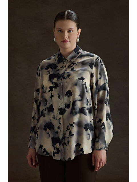 AKER Desenli Viscon Bluz - S000479975-19928