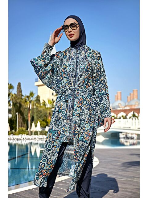 Remsa Mayo Tesettür Mayo Üzerine Tek Kaftan Kimono Pareo RP011 İznik - S000219281-21164