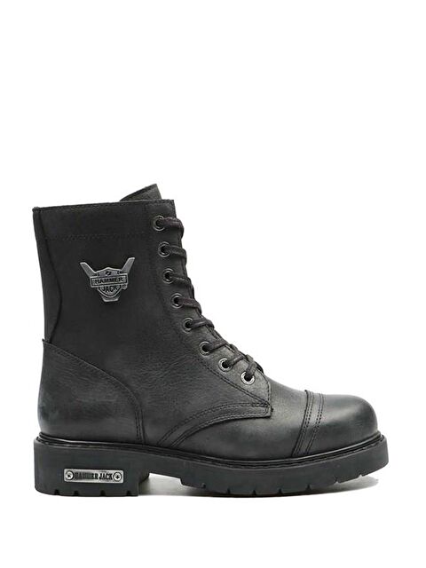 Hammer Jack Hakiki Deri Siyah Dock Step Outdoor Kadın Bot