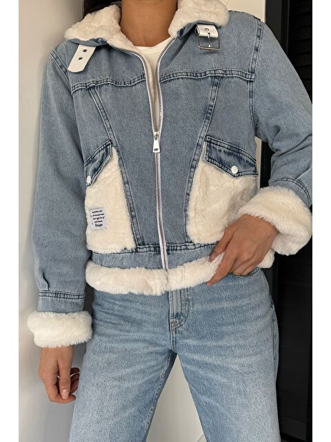 Gülseli Kadın Kemer Detaylı Kürklü Jean Jean Mont - S000469827-17234
