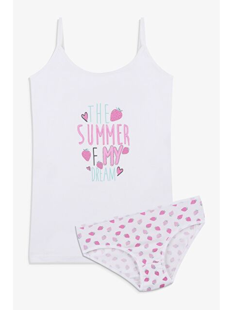 Koza İç Giyim Kız Çocuk Çilek Desenli Pamuklu Atlet Külot Takım - S000254794-37390