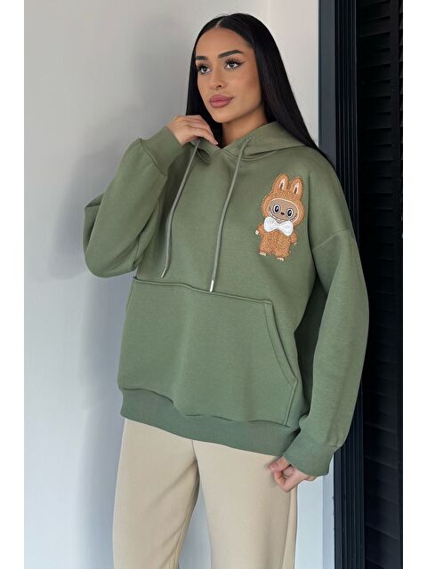 Gülseli Kadın Kapüşonlu Şardonlu Kanguru Cepli Sweatshirt - S000469765-18547