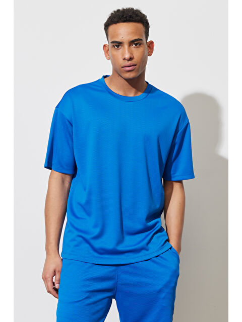 AC&Co / Altınyıldız Classics Erkek Saks Loose Fit Bisiklet Yaka Kısa Kollu Yumuşak Dokulu Spor Spor Tişört