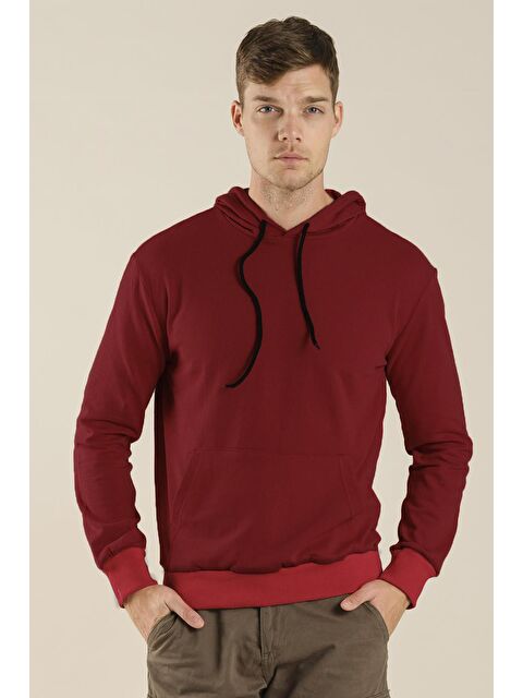 Oksit Carlis Düz Basic Pamuklu Unisex Kapüşonlu Erkek Hoodie - S000124705-19951