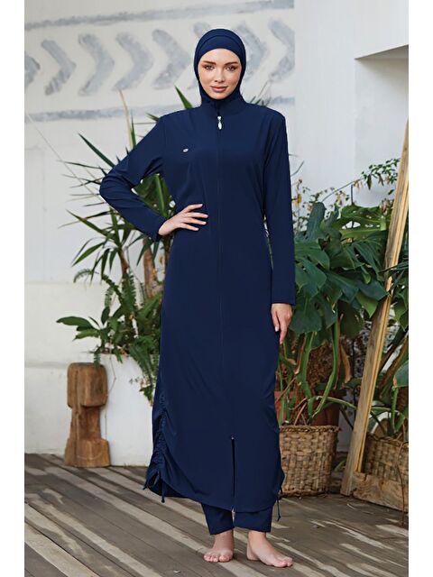 Adasea Uzun Tam Boy Tam Kapalı Tesettür Mayo Wınta 4065 Koyu Lacivert - S000140507-29672