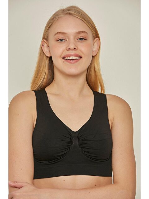 C&City C14011 Dikişsiz Sporcu Sütyen Siyah - S000222030-19351