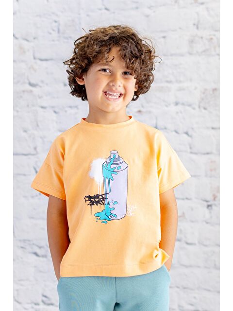 ZEYLAND Erkek Çocuk Baskılı Tişört - Turuncu - S000316413-20013