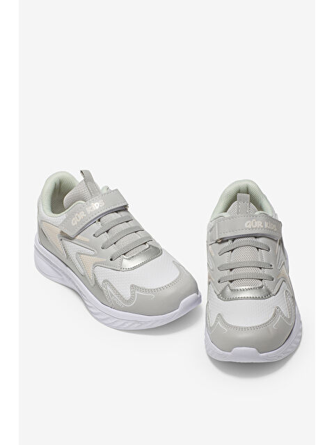 TONNY BLACK Çocuk Unisex Gri Pembe Eva Faylon Taban Çocuk Unısex Cırtlı Lastik Bağcıklı Spor Ayakkabı - S000504804-20600