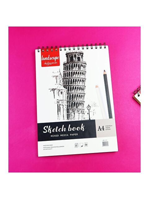 Bam Hediyelik Eşya A4 Spiralli Karışık Teknik Sketchbook Resim Defteri – 100 gr | 30 Yaprak - S000490525-23173