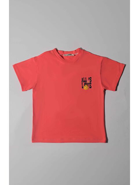 Luess Kız Çocuk %100 Pamuklu Baskılı Nar Çiçeği Tişört (2-3 Yaş 8-9 Yaş) - S000272272-20048