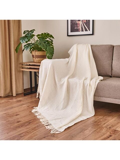 Evidea Soft Fiona Koltuk Şalı - Beyaz- 130x170 cm - S000378554-20063