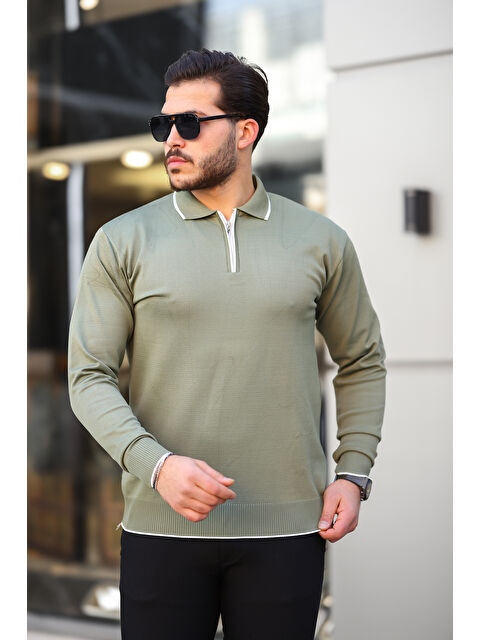 Comstar Fermuar Yaka Çizgi Detaylı Erkek Kazak - S000318935-18194