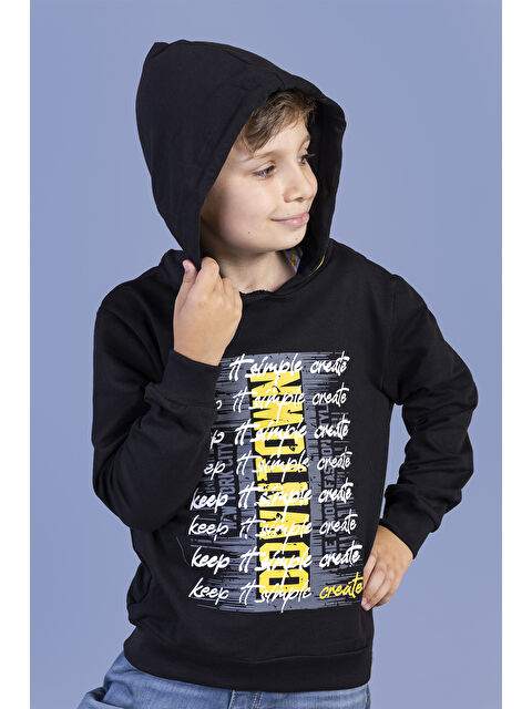 Toontoykids Erkek Çocuk Kapüşonlu Baskılı Sweatshirt - S000273769-19351